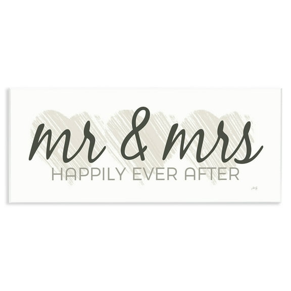 Stupell Industries Romantic Mr & Mrs Typography Painting Unframed Art Print Wall Art, 17 x 7