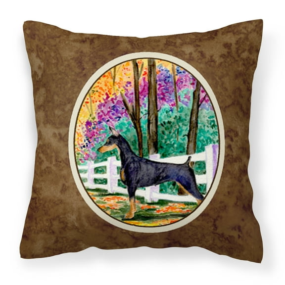 Carolines Treasures SS8428PW1414 Doberman Fabric Decorative Pillow, 14Hx14W, multicolor