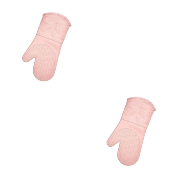 Inteprter Manoplas de silicona para horno, guantes de cocina, resistentes a altas temperaturas, lavables en microondas, antideslizantes, para el Rosa 2piezas