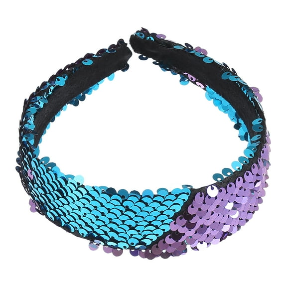 Sequin Headband Sparkle Sequins Headbands for Women Shiny Elastic Headbands Purple Blue