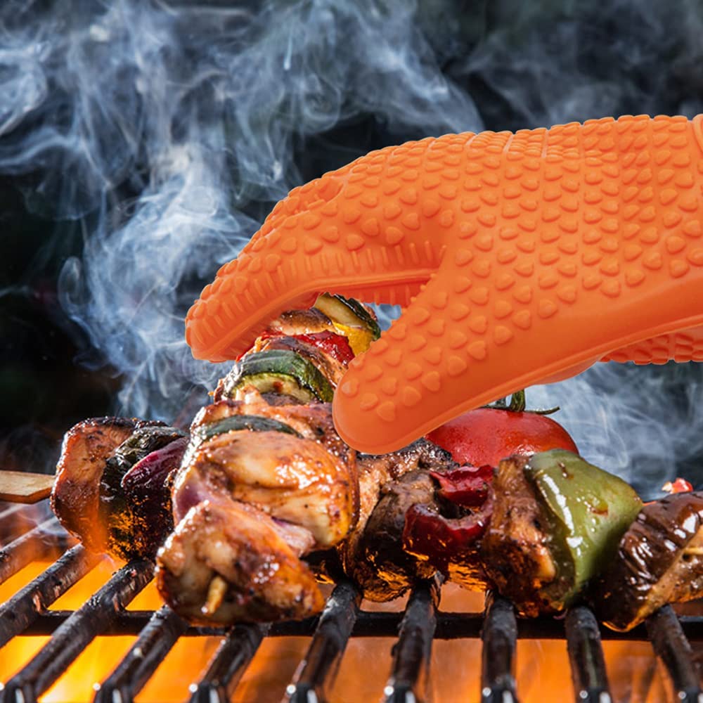 Gants De Cuisine Résistants à La Chaleur Extrême (500°C) - Silicone Antidérapant, Protection Poignets, Pour Barbecue Et Four