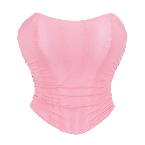 JGGSPWM Women Black Corset Tops Strapless Bustier Corsets Summer Going Out Strapless Bustier Crop Top for Party Pink L