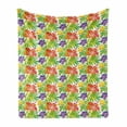 thumbnail image 1 of Exotic Soft Flannel Fleece Blanket, Pattern of Hibiscus Blossom Branches Hawaiian Summer Watercolor Jungle Luau Foliage, Cozy Plush for Indoor and Outdoor Use, 70" x 90", Multicolor, by Ambesonne, 1 of 5
