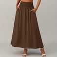 thumbnail image 4 of ZToonmas Women's Elastic High Waist Maxi Skirt A-Line Flowy Skirt with Side Pockets Casual Solid Color Long Skirt, 4 of 6