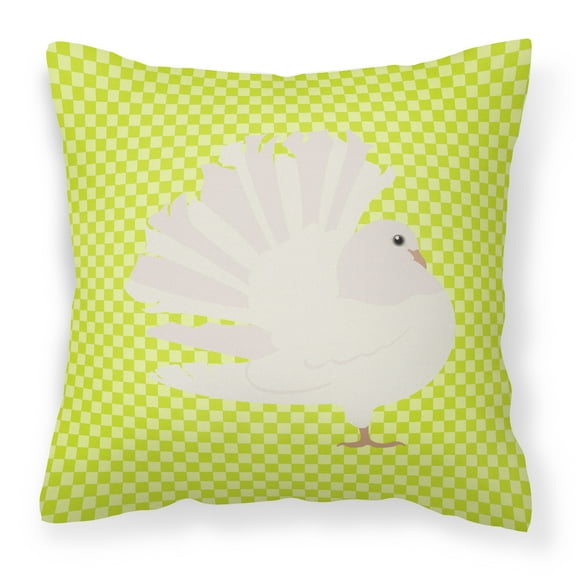 Silver Fantail Pigeon Green Fabric Decorative Pillow