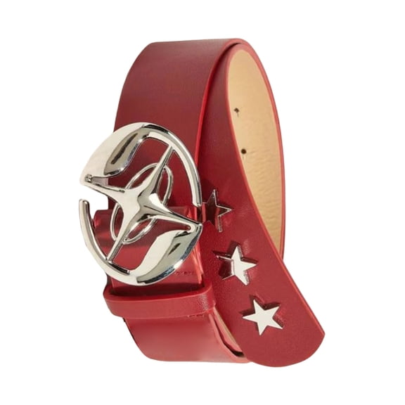 Aesthetic Star Buckle Belt for Women PU Leather Belt Simple Waistband for Dresses Eye Catching Waiststrap