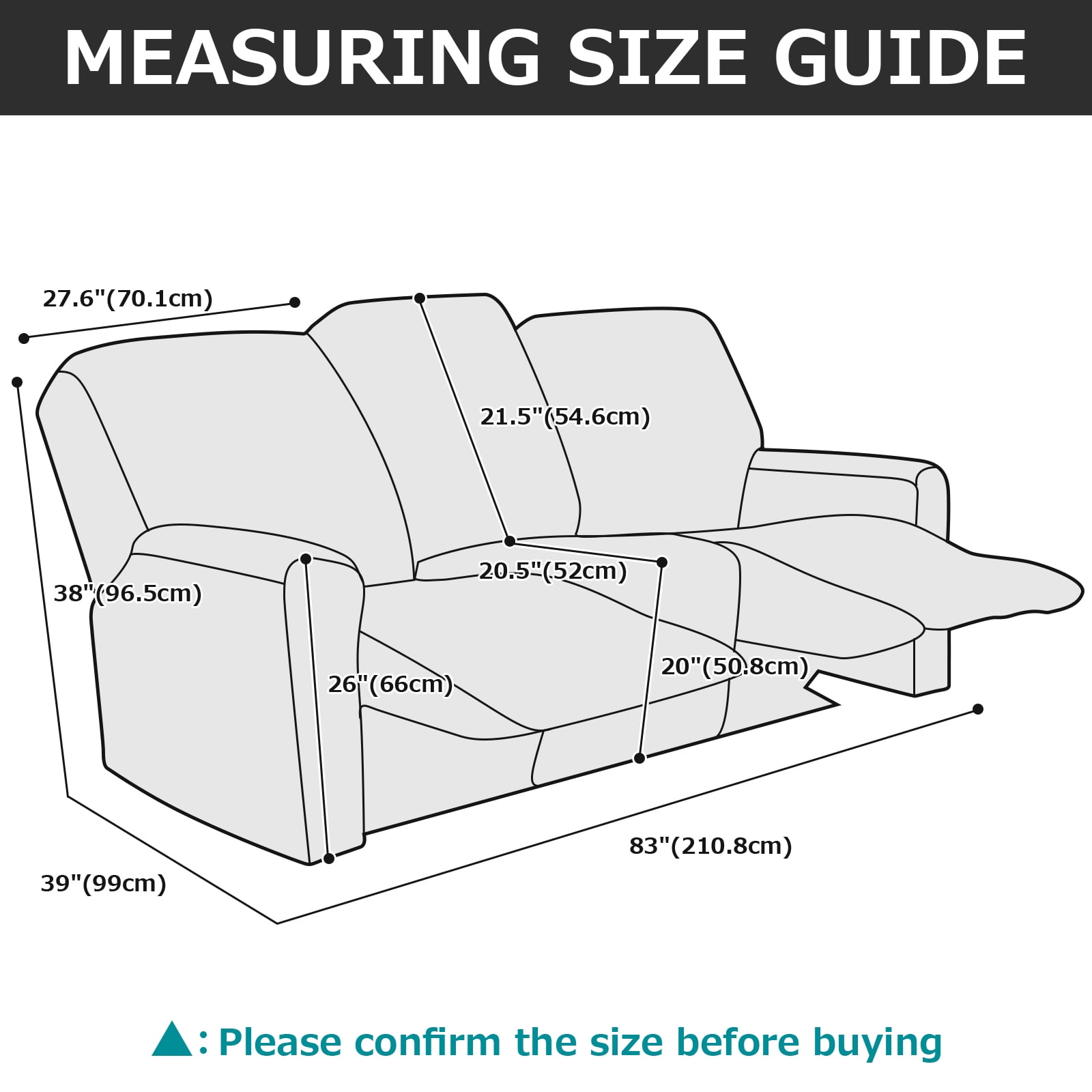 TOPCHANCES 3 Seats Recliner Sofa Slipcover, 8 Pieces Recliner Cover with Side Pocket, Non-Slip 3 Cushion Couch Cover Furniture Protector, Silver Gray