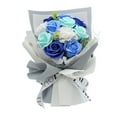 thumbnail image 1 of Ramo de novia de rosas artificiales de jabón (11 piezas) en caja decorativa para ramo de flores. Azul D, 1 of 5