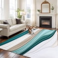 thumbnail image 2 of Teal Beige Area&nbsp;Rug 8x10ft Gradient Waves Abstract Ombre Geometric Modern Non-Slip&nbsp;Washable Square&nbsp;Rugs Soft Felt Indoor Floor Mat for Bedroom Kitchen Living Room Bathroom, 2 of 9