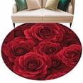 thumbnail image 2 of Round Area Rug 7 Ft, Red Roses Washable Non-Slip Circle Carpet for Living Room/Bedroom, Valentine's Day Flowers Floral Vintage Low-Profile Large Runner Mat Collection Rugs for Indoor, 2 of 7