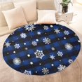 thumbnail image 4 of Blue Christmas Snowflake Pattern Round Blanket,Comfortable Soft Flannel Throw Blanket,All Season,Warm Lightweight Blankets for Sofa Bed Couch Living Room Chair 47"x47", 4 of 5