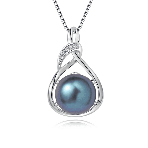 Yami 10-11mm Tahitian Cultured Black Pearl Necklace Pendant 925 Sterling Silver18 2 in Valentine's Day Gifts for Her