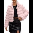 thumbnail image 1 of Chaqueta de Piel Sintética para Mujer, Abrigo Corto Abullonado de Larga, Abrigo Cálido de Invierno. Rosa XXL, 1 of 8