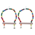 thumbnail image 2 of 2Pcs Colorful Beads Cockatiel Parakeet Bird Parrot Wooden Swing for Small Medium Size Birds Small Hammock Hanging Perch Stand Toy, 2 of 9