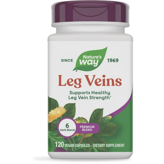 Nature's Way Leg Veins Capsules, Supports Healthy Leg Vein Strength*, 6-Herb Blend, Unisex, 120ct