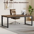 thumbnail image 3 of unbranded 40 Inch Computer Desk, 1.2" Thick Modern Simple Study Writing Table, Heavy Duty Industrial Office Desk for Home Bedroom Workstation, Walnut, 3 of 18