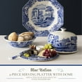 thumbnail image 2 of Spode Blue Italian 2 Piece Serving Platter with Dome Cover, Multifunctional Porcelain 11.5 Tray for Cake, Pastries, Cheese, 2 of 7