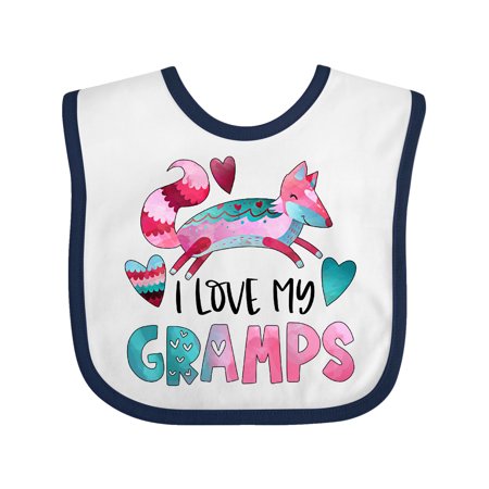 

Inktastic I Love My Gramps Pink and Blue Fox with Hearts Gift Baby Boy or Baby Girl Bib