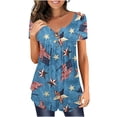 thumbnail image 2 of Up to 65 off!Lolmot Women Plus Size Tunic Tops To Wear With Leggings Short Sleeve Loose Henley Blouses American Flag Shirt Flowy Botton Up T Shirts, 2 of 5