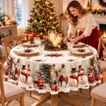 thumbnail image 3 of Christmas Tablecloth Round 60 Inch, Holiday Dining Table Cover, Festive Christmas Table Decor for Kitchen Home Party, 3 of 5