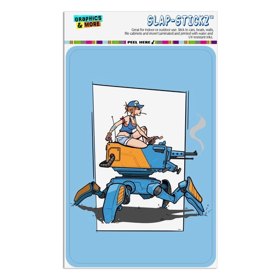Mechanic Girl Riding Mecha Robot Tank Mech Engineer Home Business Office Sign