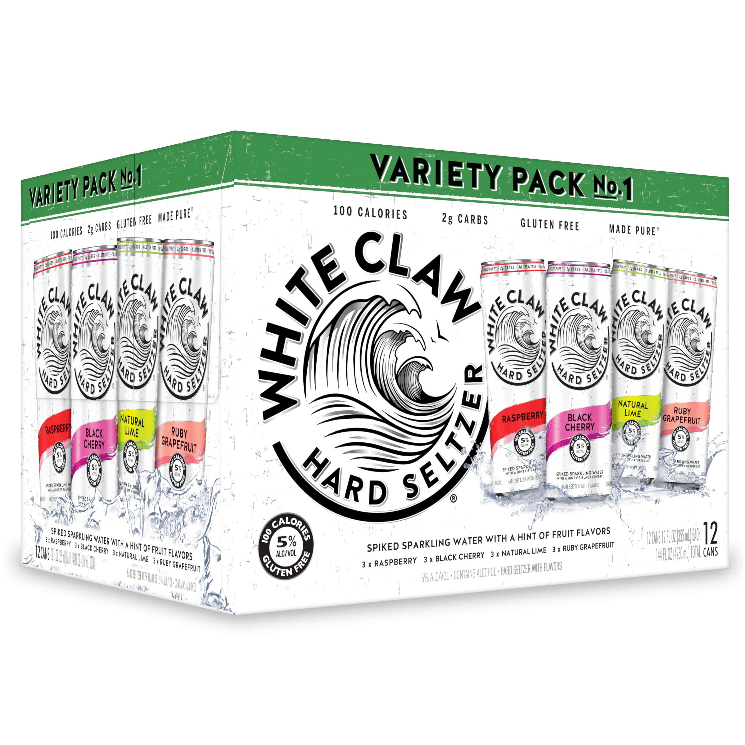 White Claw Hard Seltzer, Variety Pack NO. 1, 12 Pack, 12 fl oz Cans ...