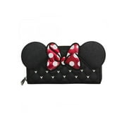 Loungefly Disney Minnie Mouse Ears Red Polka Dot Bow Silver Studs Black Wallet