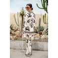 thumbnail image 5 of AURA Women Satin 2 Piece Outfit Printed Long Sleeve Top and Pants, Loose Casual Set S-XXXL, 5 of 8