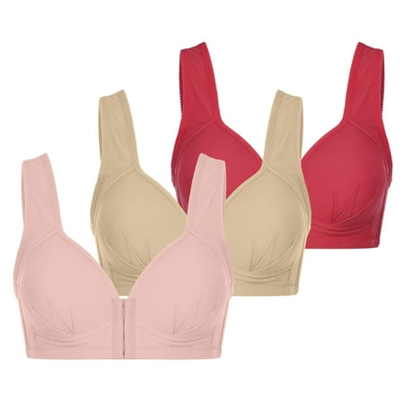 

REORIAFEE Bra for Seniors Bra for Women Bra Underwear 3 Piece Bra Daily Underwear Pink XXL