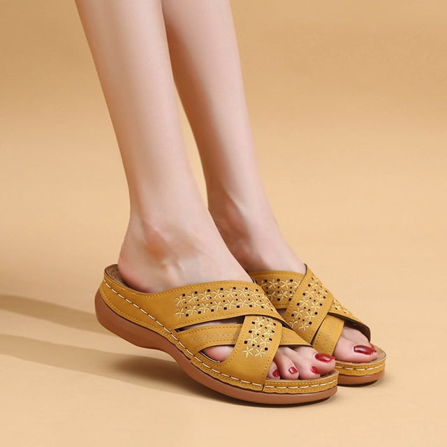 Moda tacón alto desgaste exterior boca de pescado hueco señoras zapatillas plataforma cuña sandalias mujeres Wmkox8yii hj789