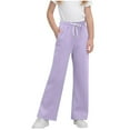 thumbnail image 3 of Cethrio Girls Winter Sweatpants, Straight Leg Drawstring Thermal Open Bottom Athletic Pants Purple Size 8, 3 of 3