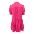 thumbnail image 4 of SMihono Casual Dresses for Women Lapel Collared V Neck Mid Sleeved Pleated Summer Dresses for Women 2025 Midi Dresses Hot Pink S, 4 of 8