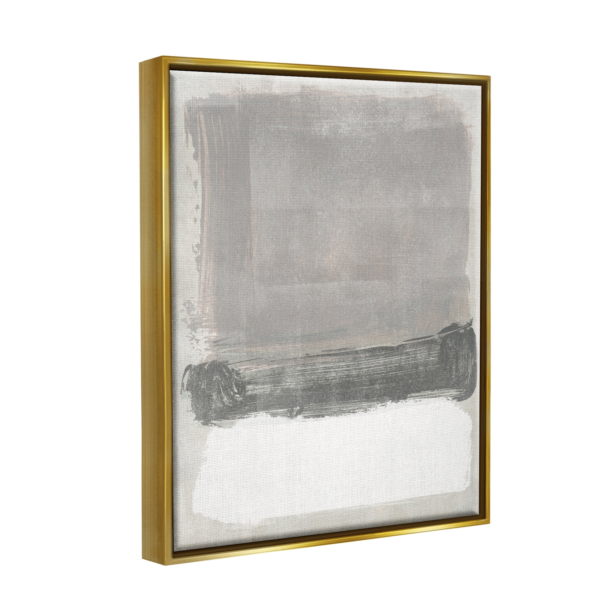 Stupell Industries Blocked Neutral Tones Abstract Brushstrokes Shapes Painting Metallic Gold Floating Framed Canvas Print Wall Art, Design by Jennifer Paxton Parker