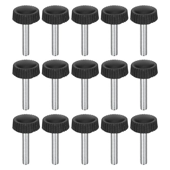 25Pack M4x20mm Threaded Knurled Thumb Screws, Zinc Plated Carbon Steel Clamping Knobs Grip, Black