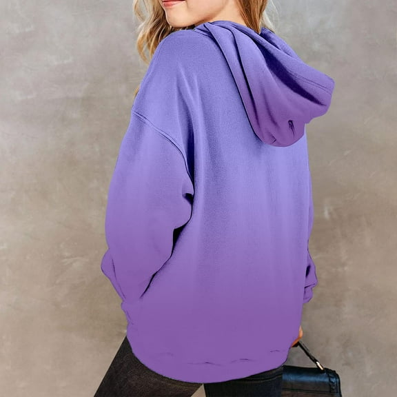 Trendy Hoodies for Girls Cozy Sweatshirts Oversized Long Sleeve Casual Apparel Stylish Teen Fashion Gradient Design for Young Women