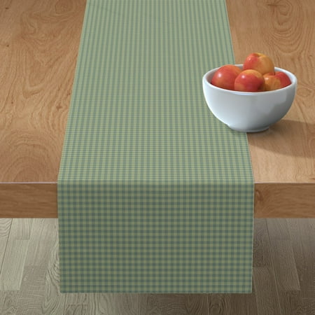 

Cotton Sateen Table Runner 72 - Gingham Sage Green Grey Check Simple Rustic Minimal Print Custom Table Linens by Spoonflower