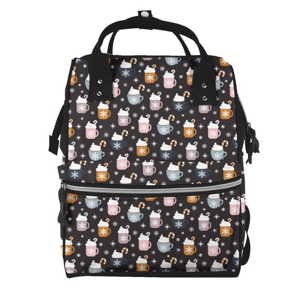 Easygdp Snowflake Cream Hot Cocoa para Bolsa de Bebé de Gran Capacidad con Múltiples Bolsillos, Bolsa de Pañales para Padres, Bolsa de Viaje Organizada y Elegante