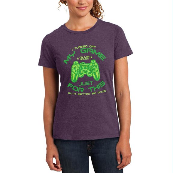 Turned Off My Game For This Womens Soft Heather T Shirt Heathered Eggplant MD