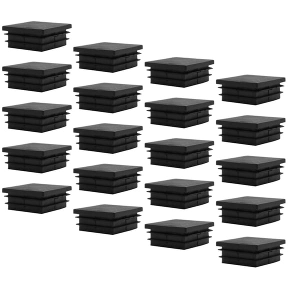 WHAMVOX  20 Pcs Black Square Tubing Inserts Pipe Protector Furniture Hole Plugs