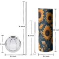 thumbnail image 5 of 20oz Blue Sunflower Golden Leaf Pattern Skinny Tumblers Stainless Steel Tumbler with Lid and Straw,Vacuum Insulated Double Wall Travel Tumbler Cups with Cleaning Brush for Coffee,Tea, 5 of 6