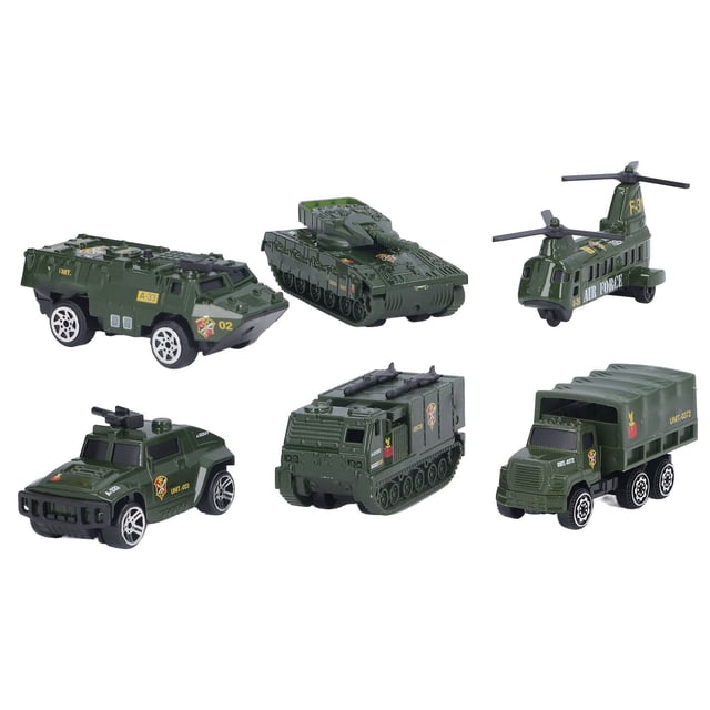 Juguetes Vehículos Militares Fundidos A Presión, Paquete De 6 Juguetes Del Ejército, Surtido De Transportadores, Tanques, Helicópteros, Coches Blindados Para Niños A Partir De