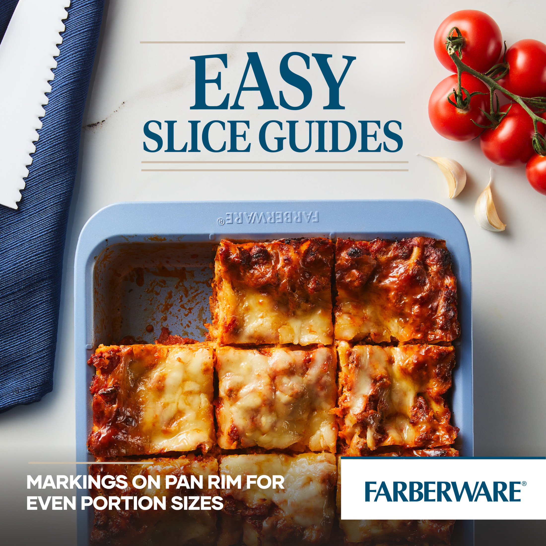 Farberware Easy Solutions 9x13 Inch Nonstick Bakeware Rectangular Cake Pan, Dishwasher Safe and Oven Safe to 450°F, Blue