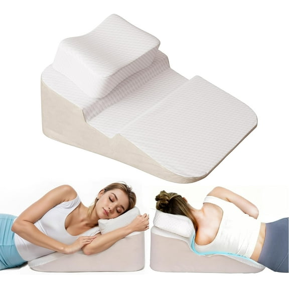 Johnear Wedge Pillow Side Sleeper with Arm Hole for Adult Shoulder Pain, Contour Support for Side Back Sleepers, Ergonomic Elevated Incline Pillows with Headrest Pillow White
