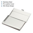 thumbnail image 4 of Uxcell 3.7x2.4x0.3 Inch PU Leather Name Cards Case Alloy Business Card Holder Brown, 4 of 5