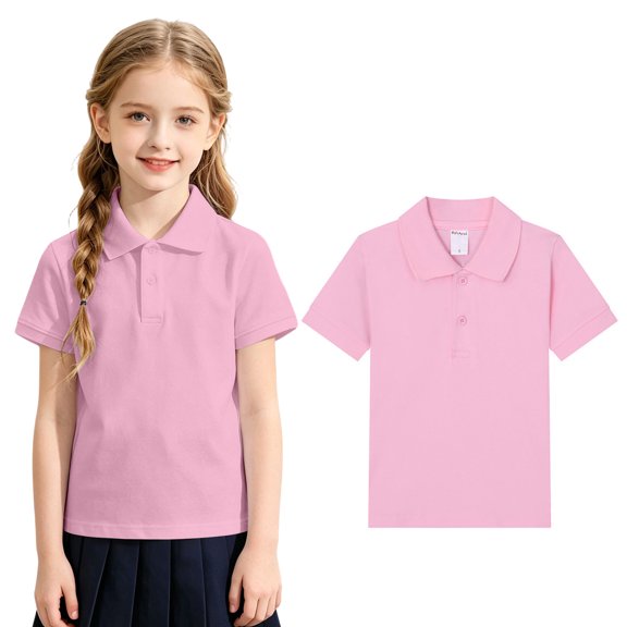 Girls Uniform Polo Shirts Kids School Uniform Collared Short Sleeve T Shirts Casual Breathable Button Up Shirts For Boys And Girls