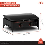 Megamaster 2-Burner Portable Gas Griddle with Built-In Lid, 18,000 BTUs, 282 SQ In Cooking Space, Small Tabletop Propane Griddle for Outdoor Cooking, Camping, BBQs, and Parties - 820-0054D