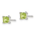 thumbnail image 2 of Auriga Fine Jewelry 925 Sterling Silver 4mm Square Light Green CZ Stud Earrings for Women, 2 of 5