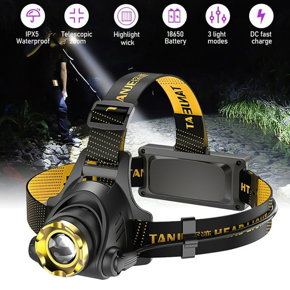 Headlamps, 990000 Lumen Super Bright LED Headlamp Flashlight for Outdoor Hiking, Telescopic Zoom, 3 Modes, Waterproof Head Lights for Forehead