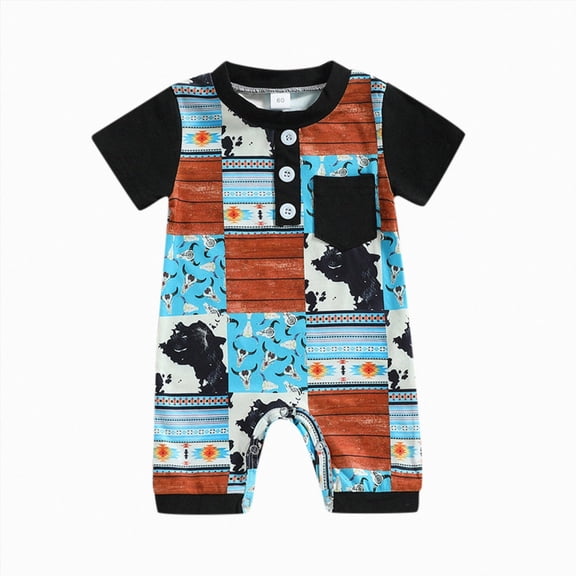 boobe Infant Boys Girls Short Sleeve Cartoon Prints Pullover Romper Newborn Sweatshirt Jumpsuit