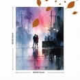 thumbnail image 3 of Romantic Couple Silhouette Waterfront Sunset Watercolor Canvas Print, Ideal for Living Room Bedroom Hotel Office, 3 of 8